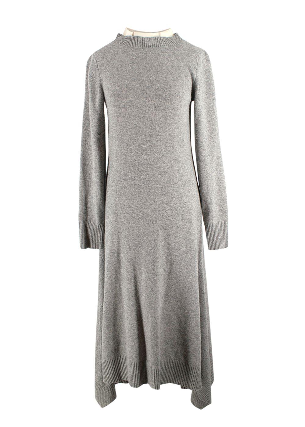 Sacai Grey Wool Dress with Ivory Back Panel