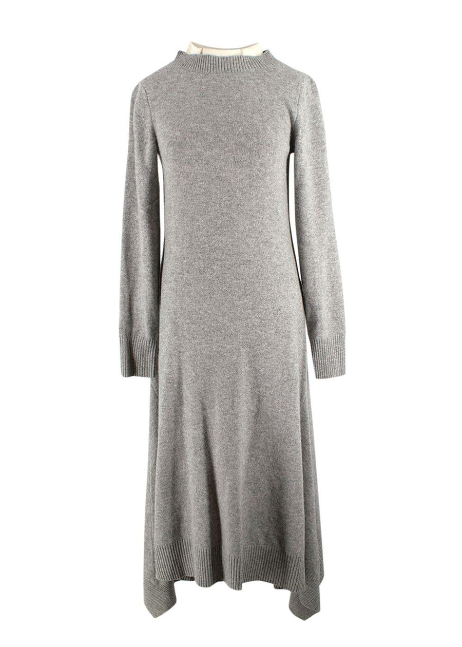 Sacai Grey Wool Dress with Ivory Back Panel