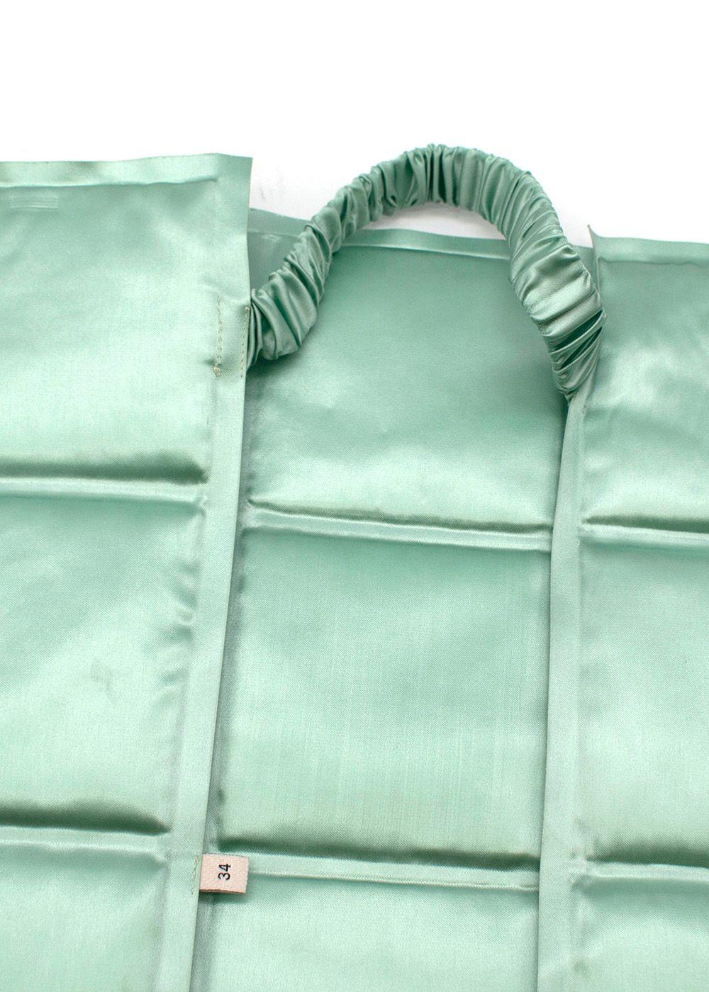 Bottega Veneta Menta Lacquered Matelasse Satin Skirt