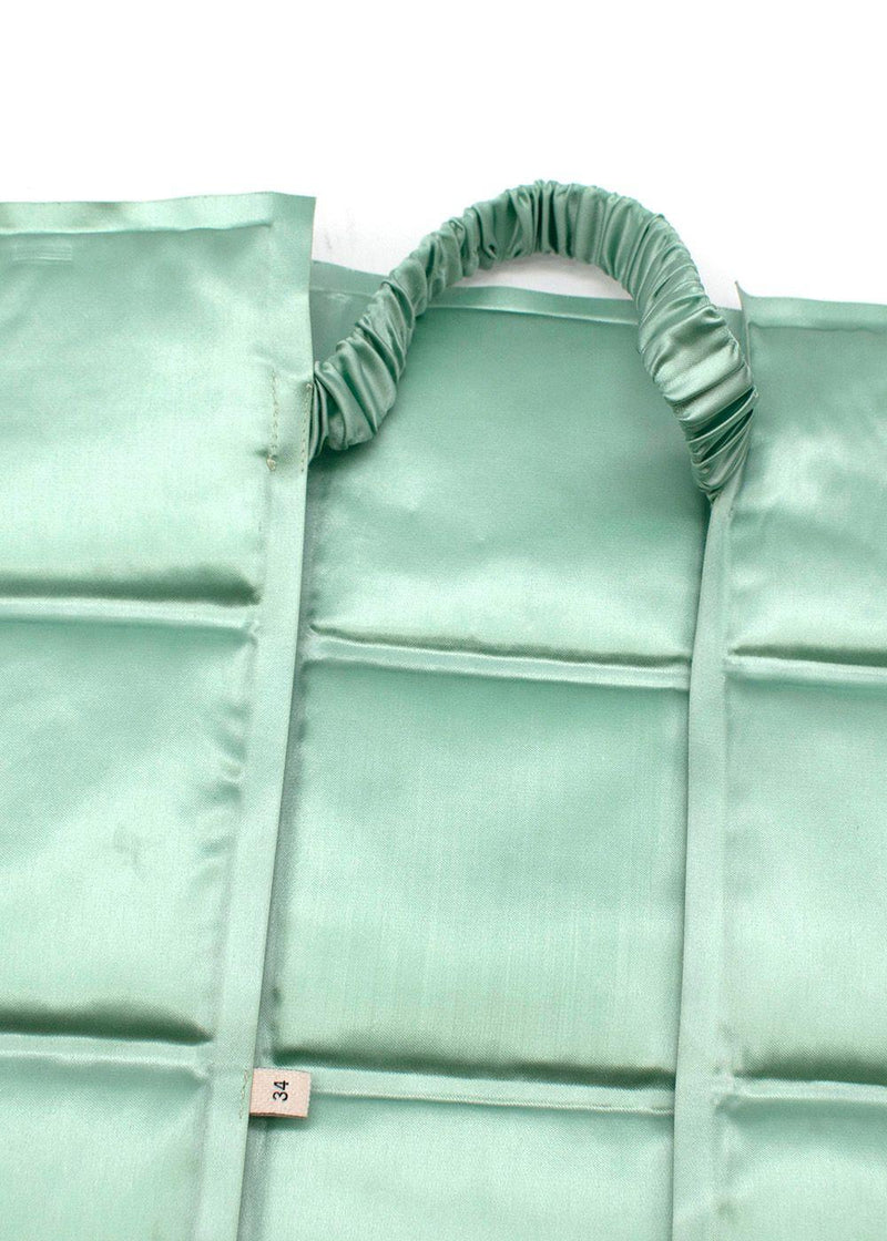 Bottega Veneta Menta Lacquered Matelasse Satin Skirt