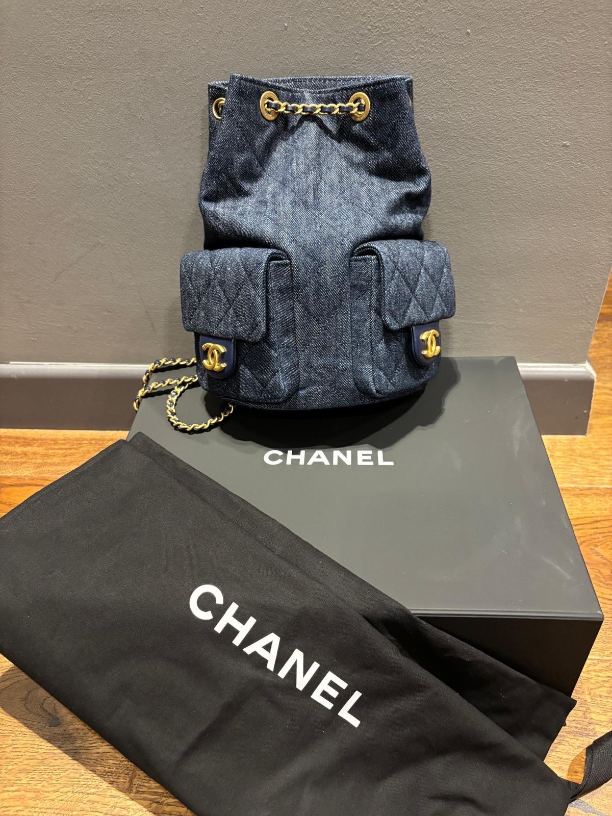 Chanel Blue Denim Backpack
