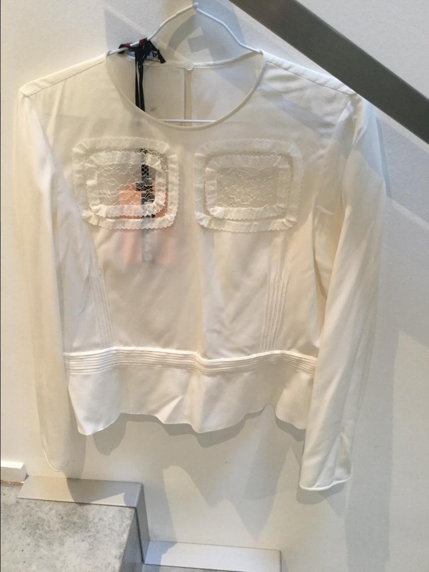 Rochas lace-insert silk blouse