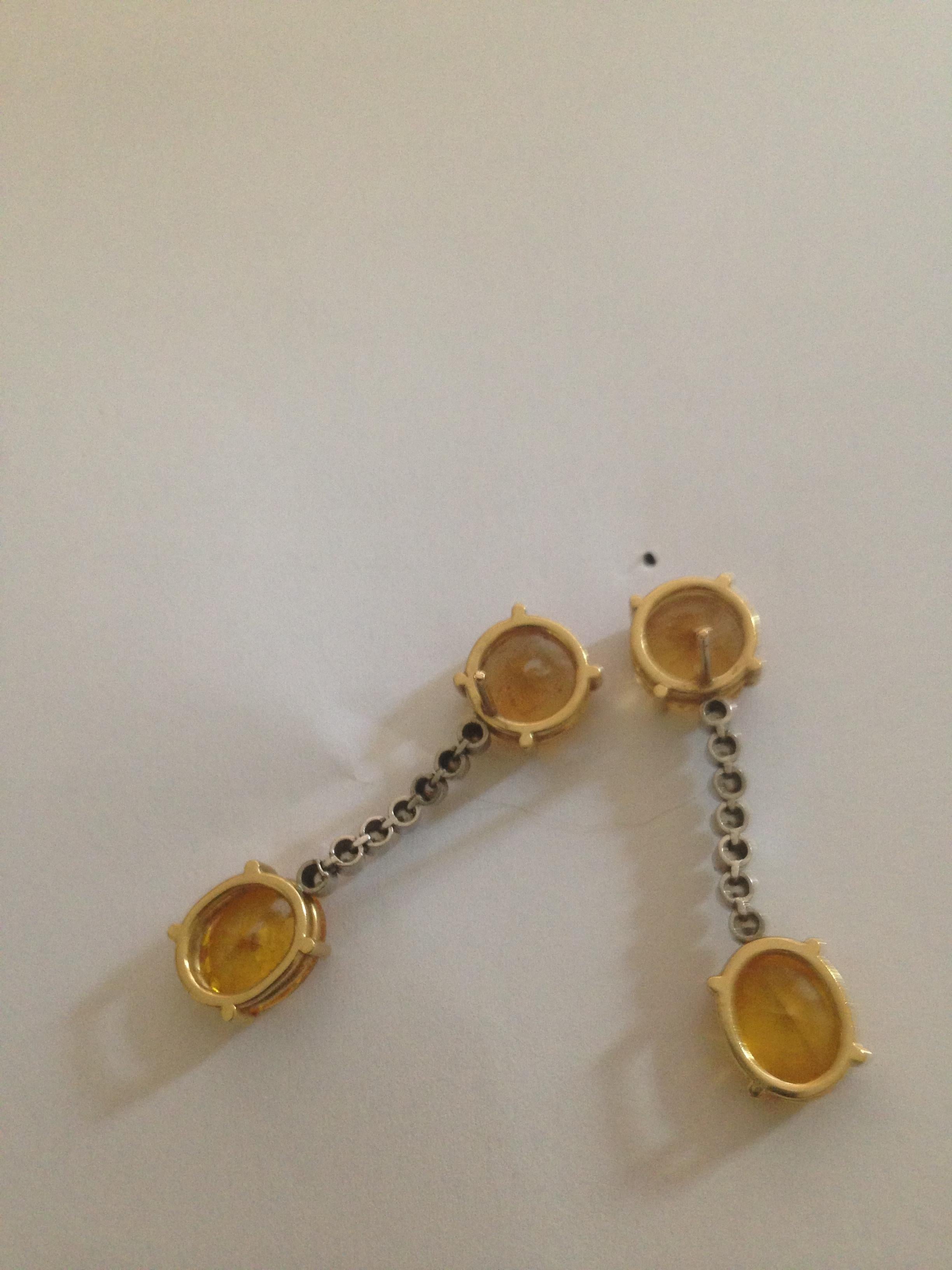 Ian Blower yellow topaz and diamond drop earrings