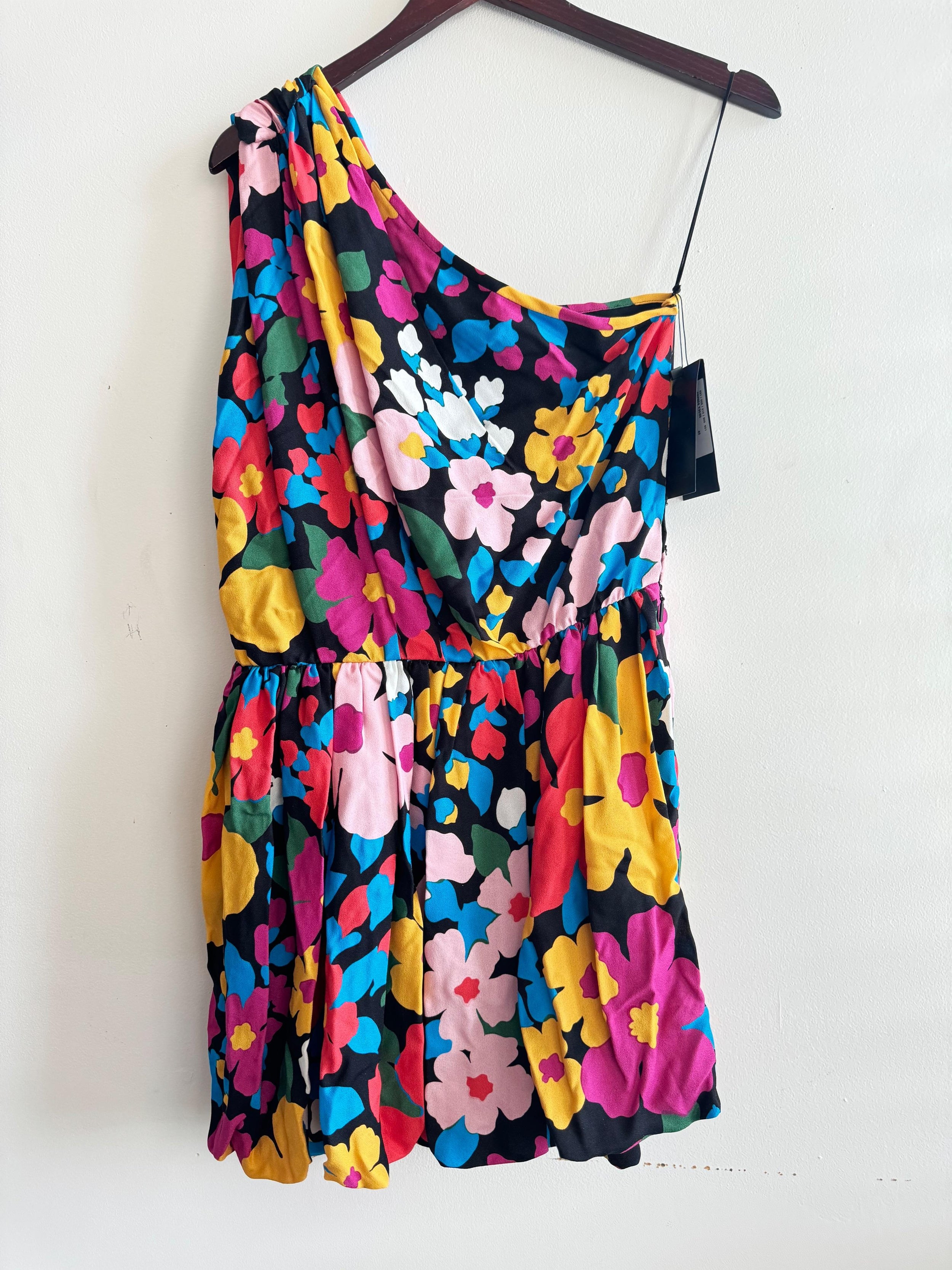 Saint Laurent Floral One Shoulder Mini Dress