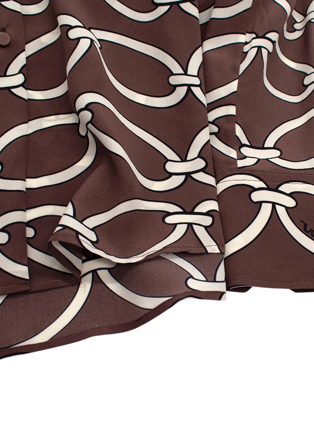 Valentino Brown Chain Print Silk Shirt
