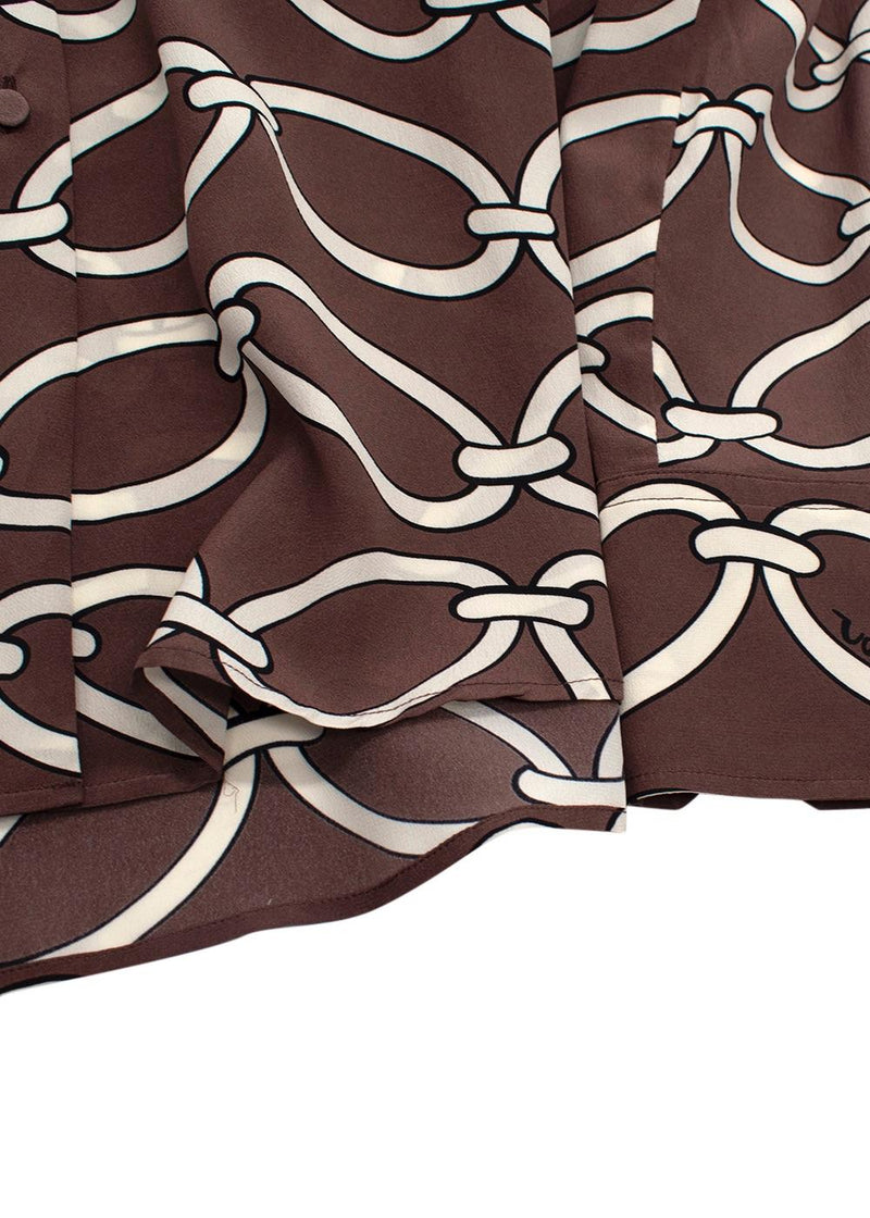 Valentino Brown Chain Print Silk Shirt