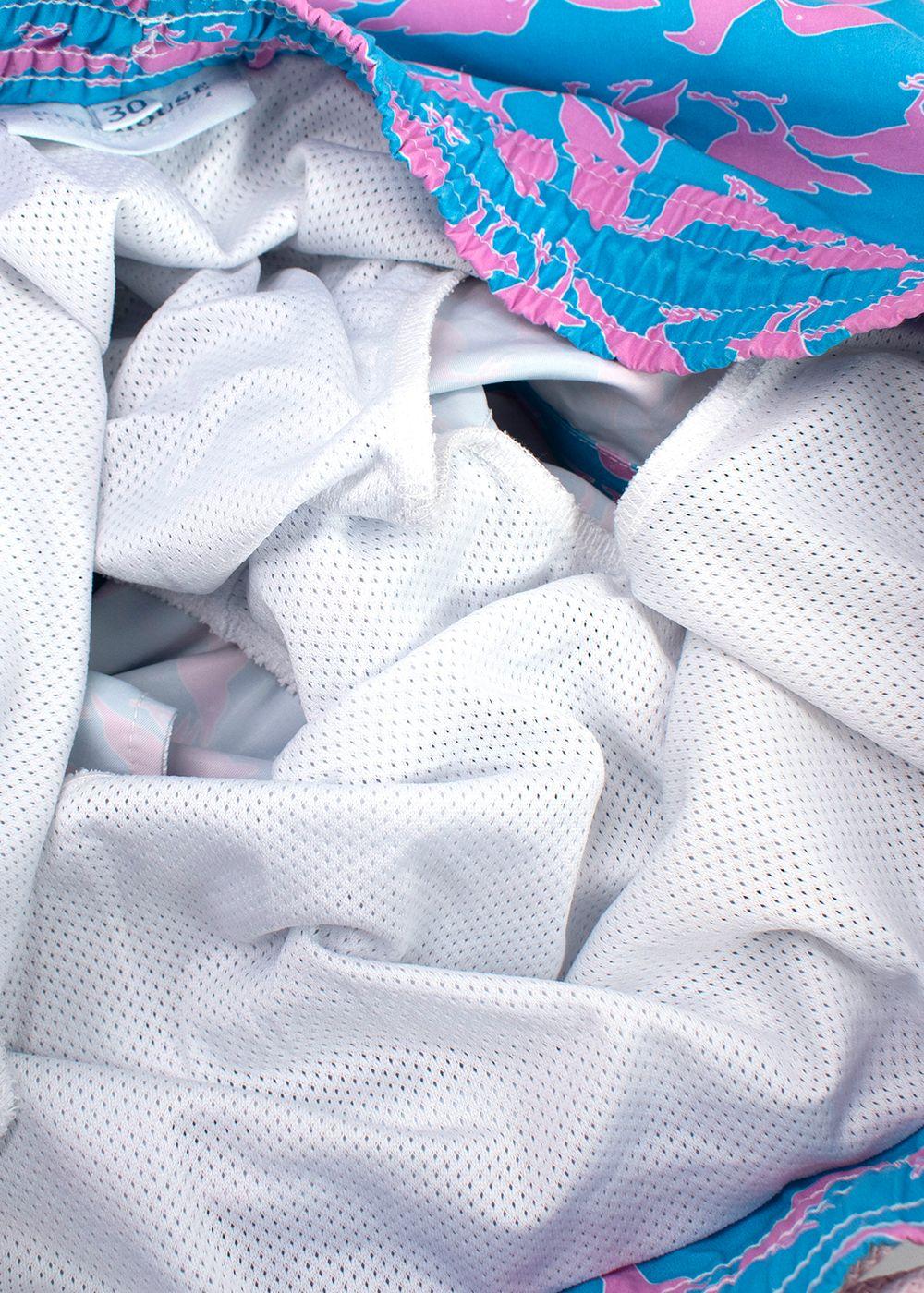 Pink House Mustique Blue and Pink Bird-print Shorts