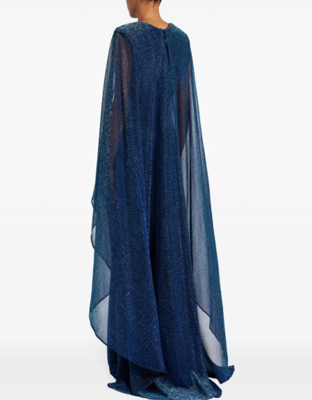 Talbot Runhof Knot-Detail Cape Maxi Dress