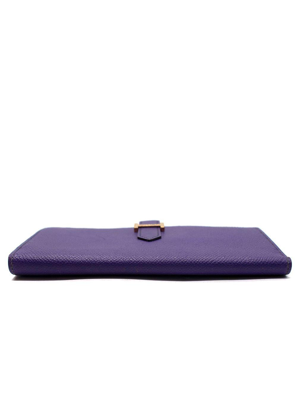 Hermes Purple Bearn Wallet with Gold Hardware