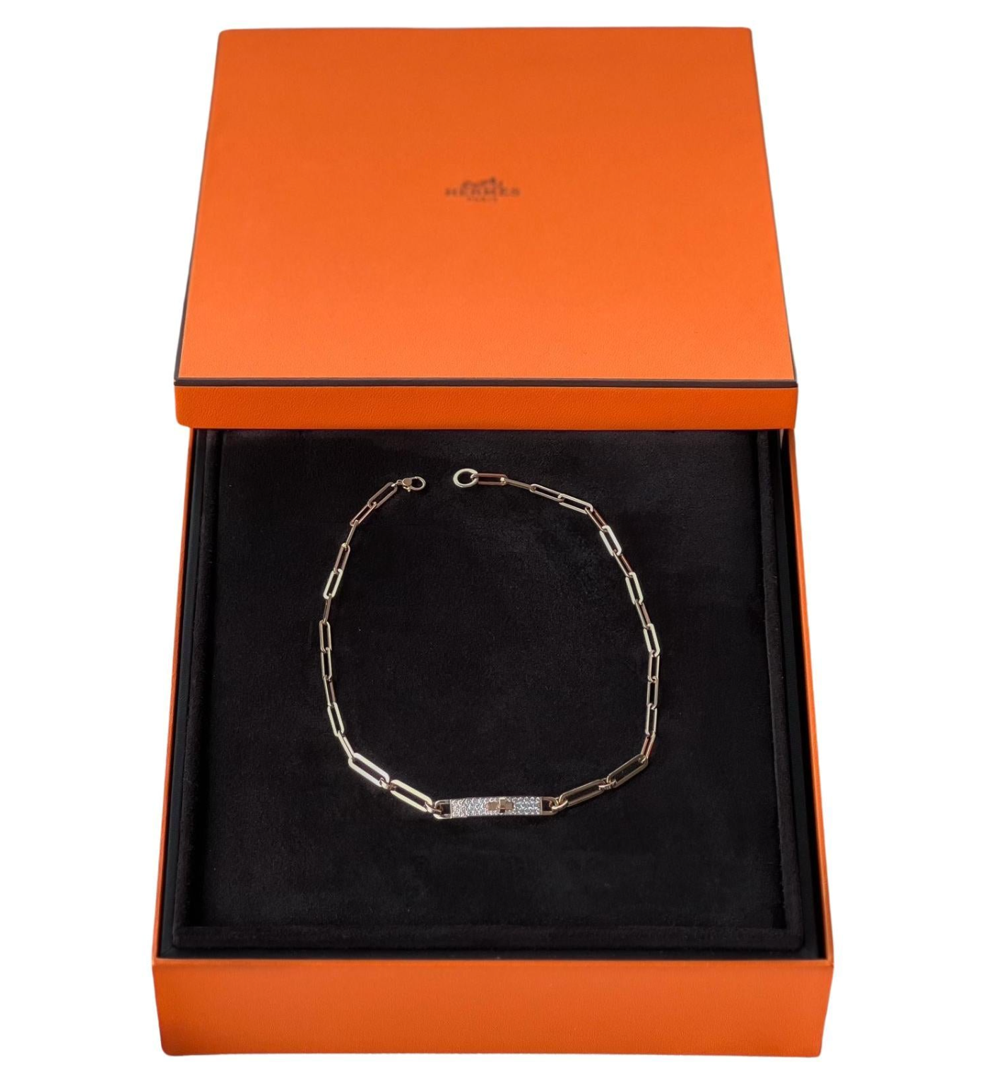 Hermes Kelly Chaine Choker Necklace 18K Rose Gold and Diamonds