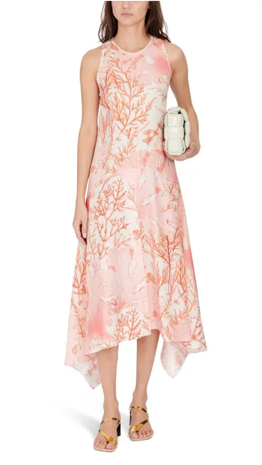 Stella McCartney Coral Anabelle Silk Midi Dress