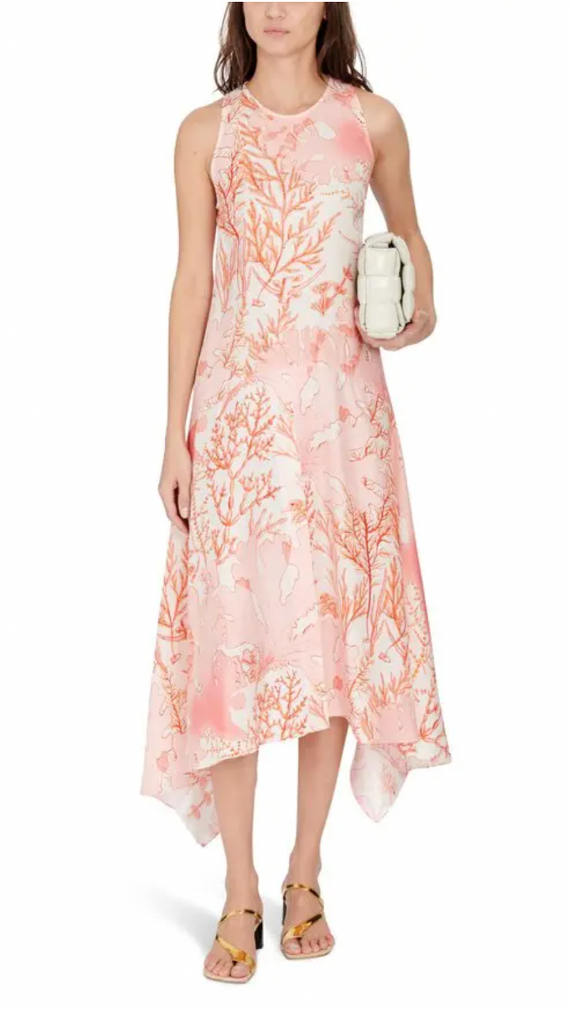 Stella McCartney Coral Anabelle Silk Midi Dress