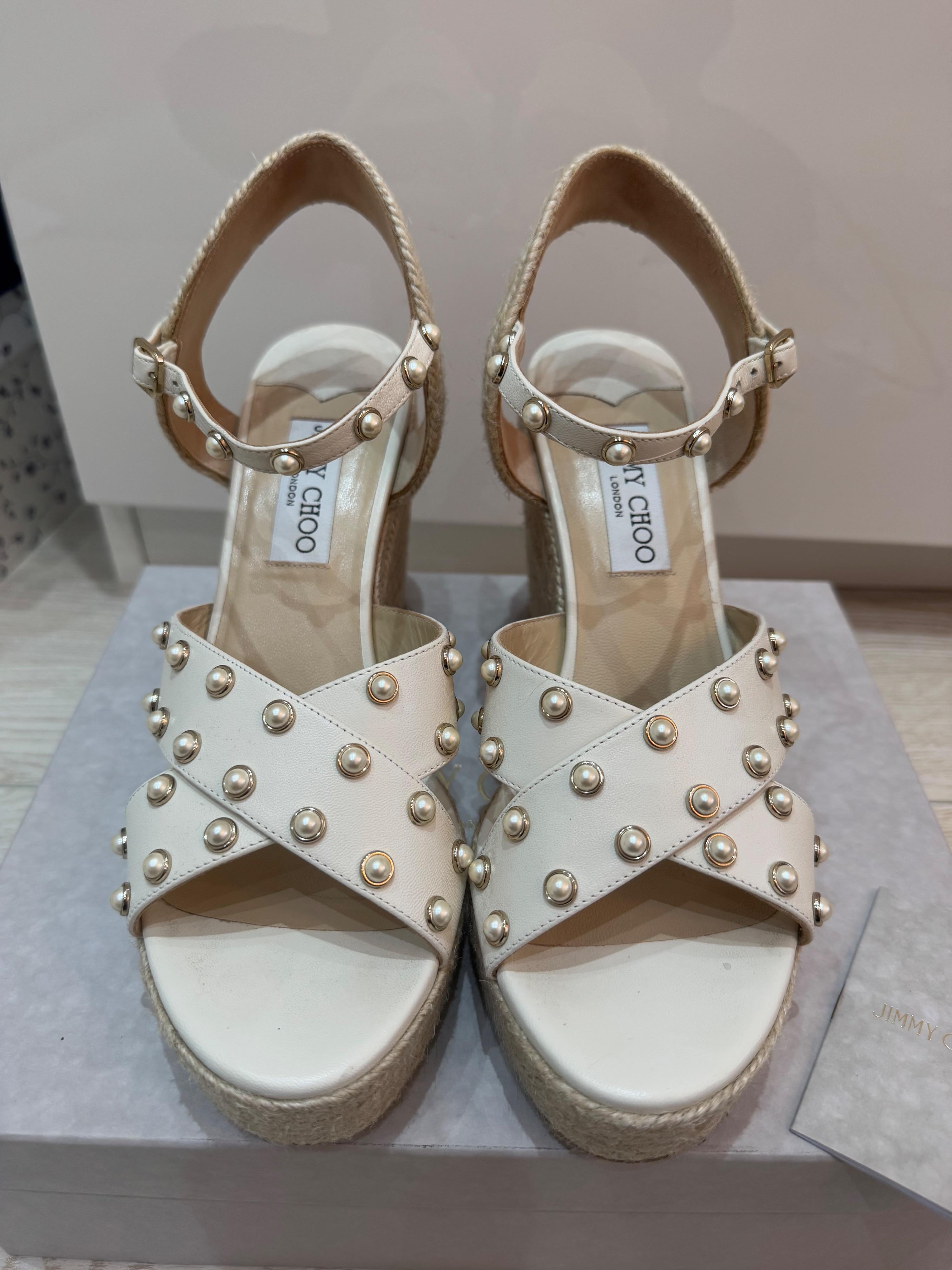 Jimmy Choo Dellena Cream Wedges