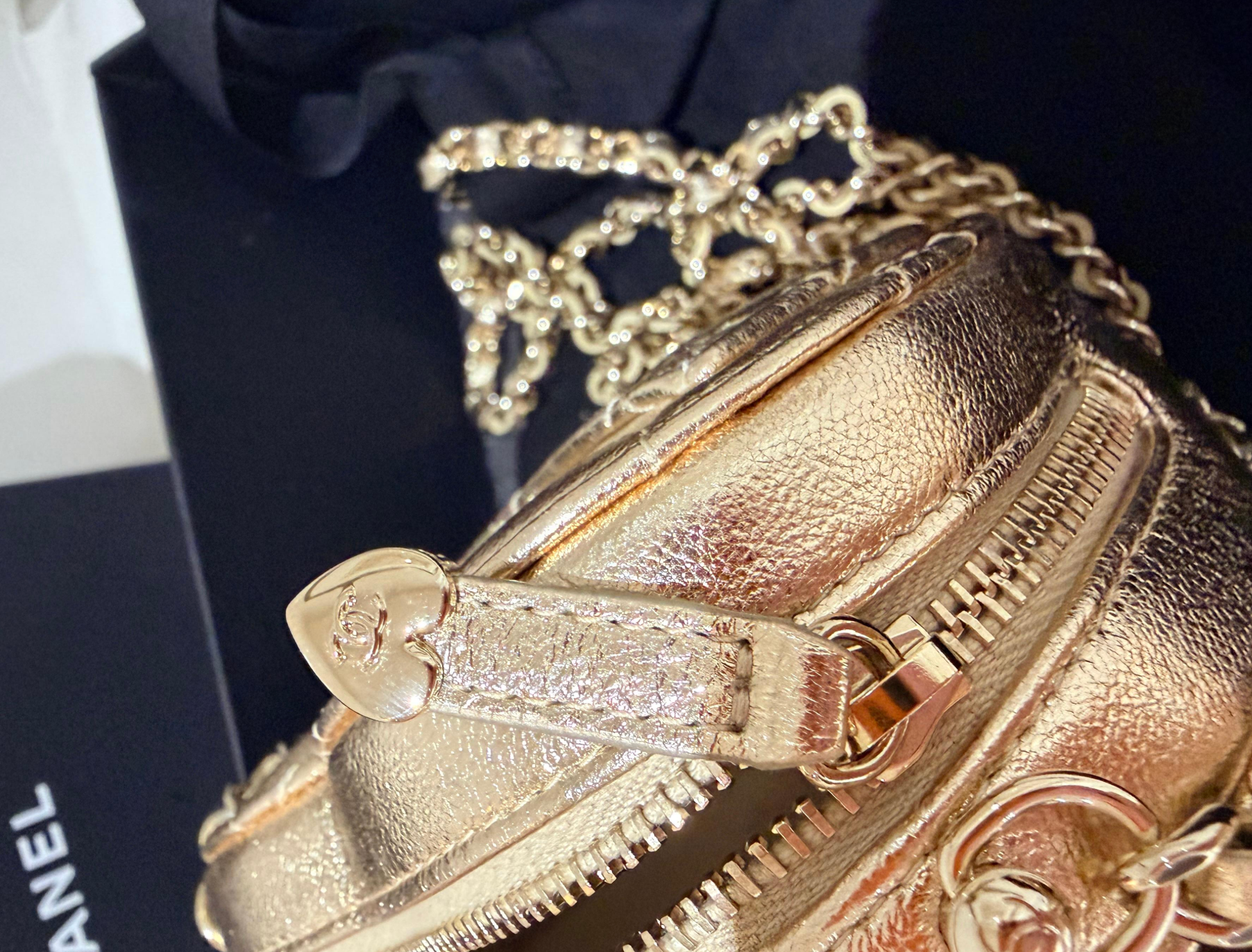 Chanel Gold Quilted Heart Bag