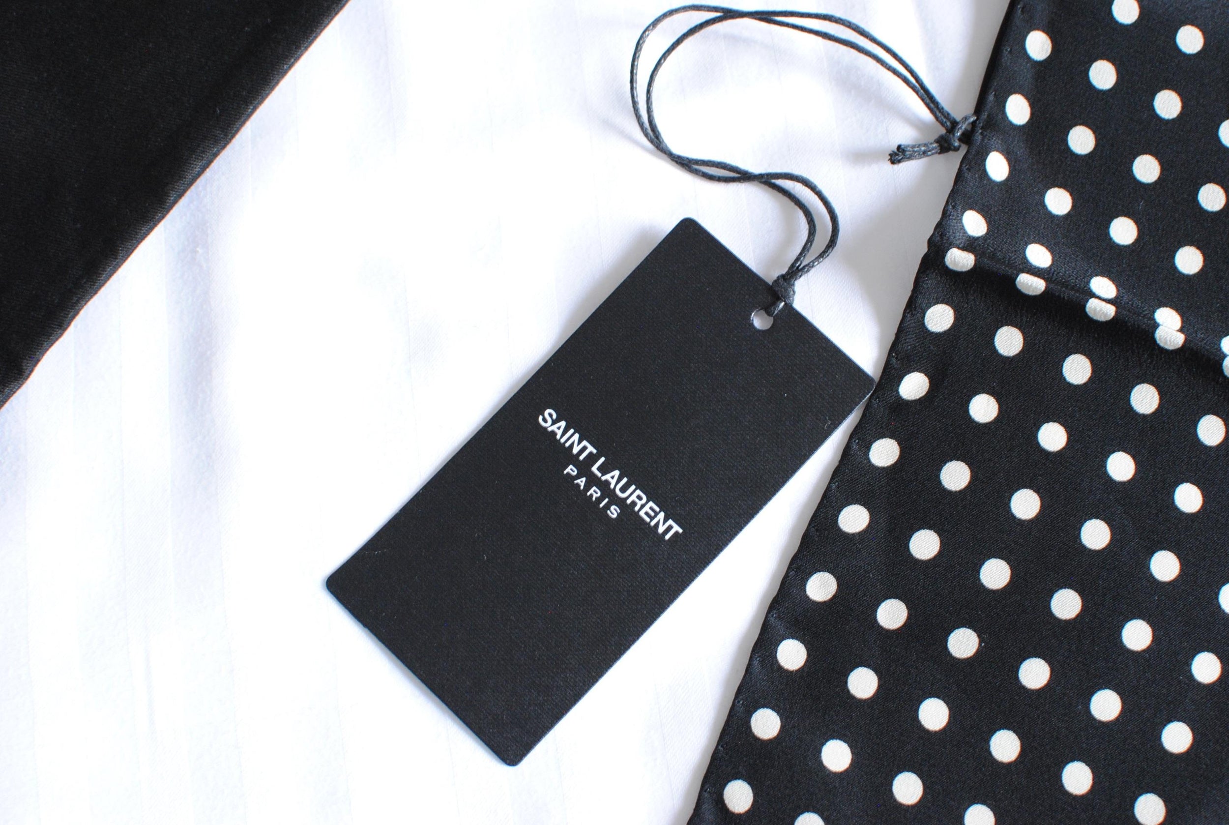Saint Laurent Polka Dot Silk Square 32x32cms