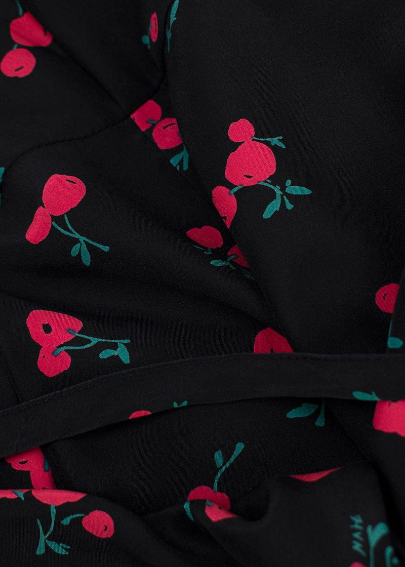 HVN Julia Black Cherry Wrap Dress
