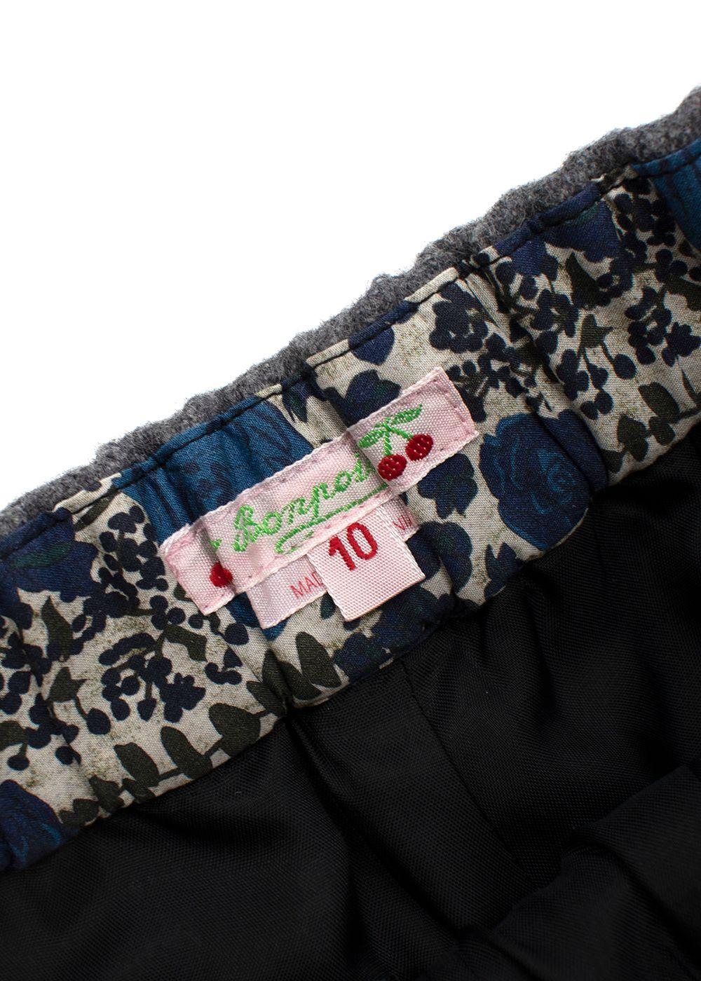 Kids 10Y Grey Wool Button Down Shorts
