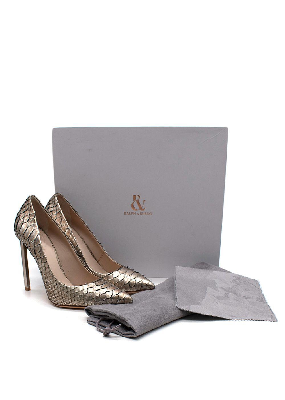 Ralph & Russo Gold Antique Python Leather Heels