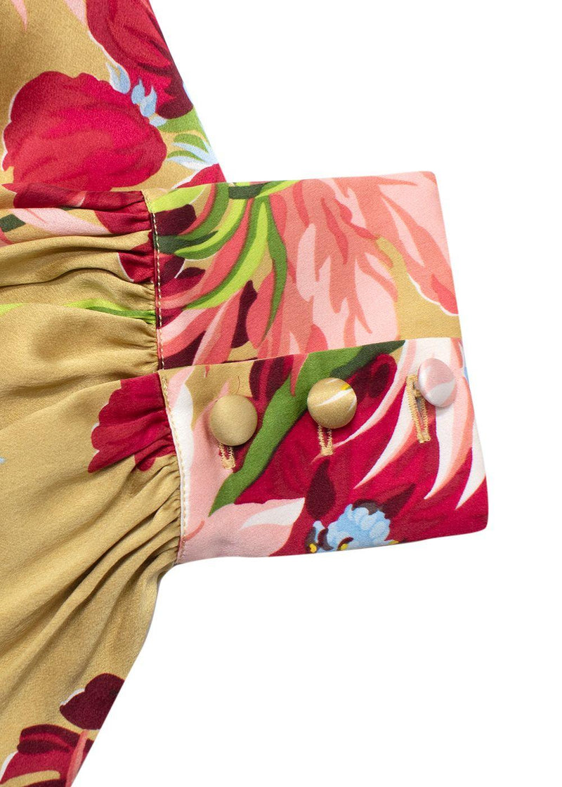 Olivia Von Halle Floral-Print Silk Midi Dress