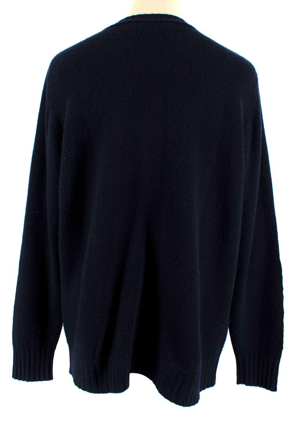 Navy Embroidered Cashmere Knit Jumper