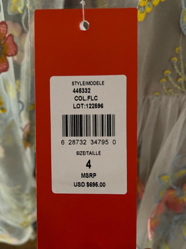 Monique Lhuillier 3D Floral Embroidered Dress