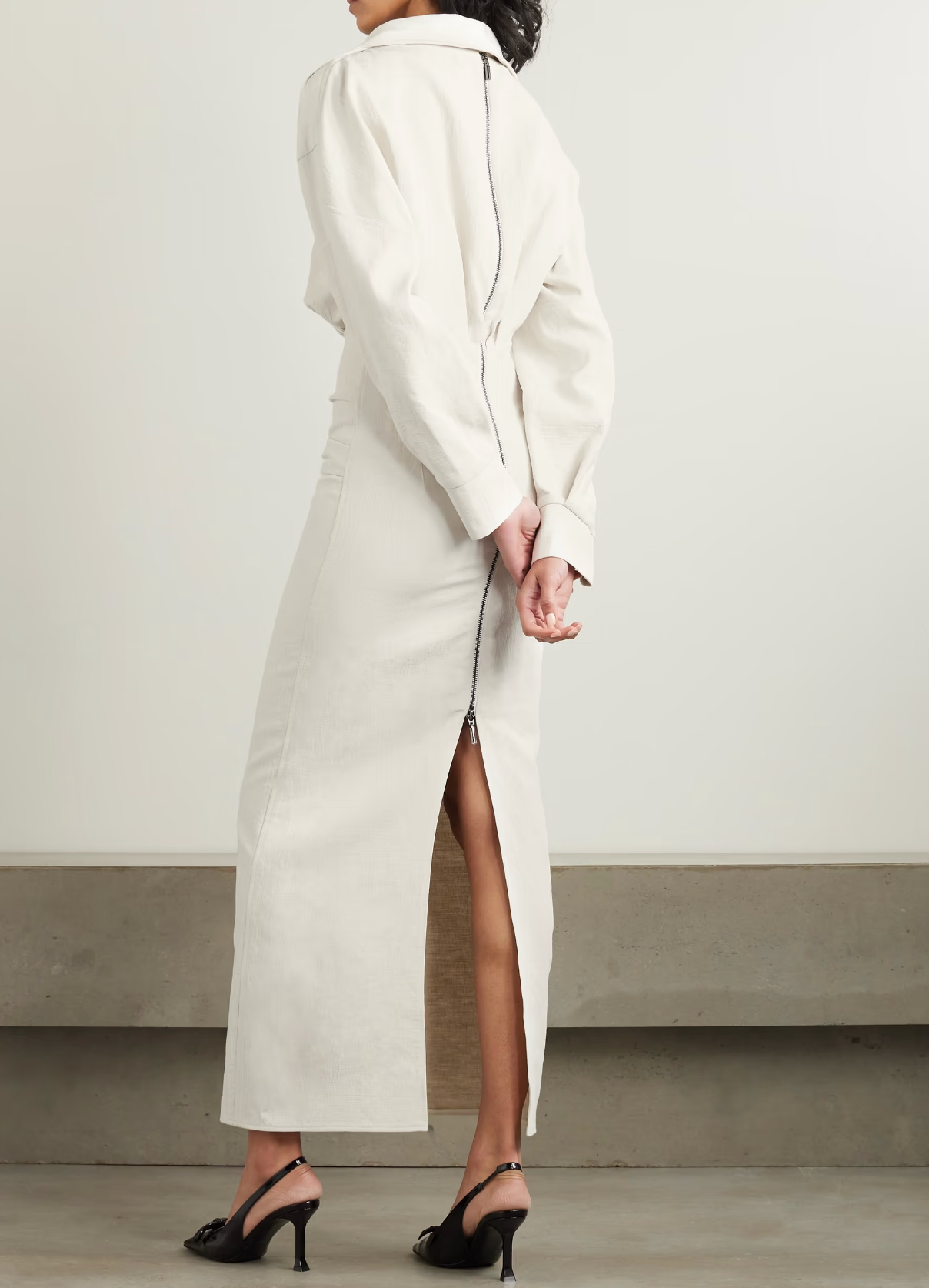Maticevski Category Ruched Linen Midi Shirt Dress