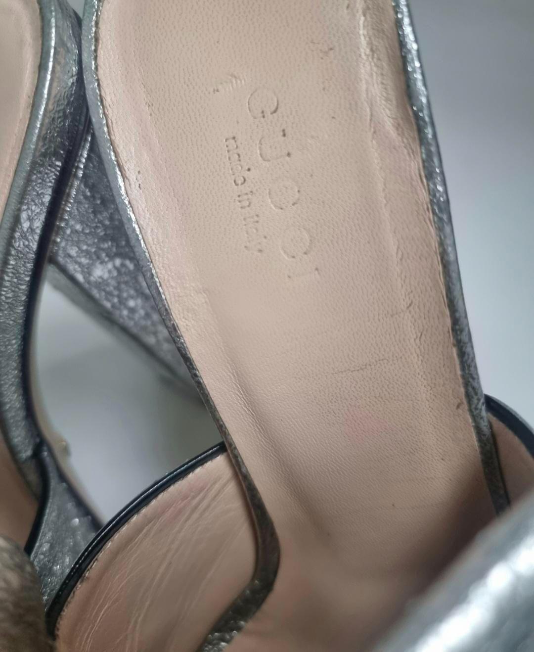 Gucci Silver Heeled Mules