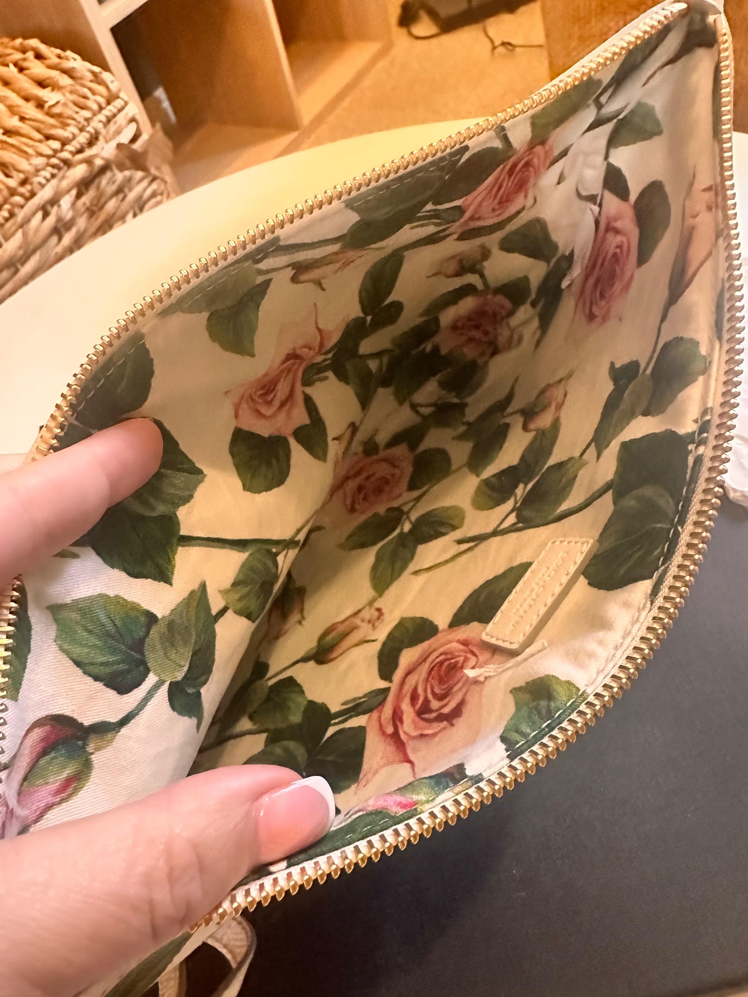 Dolce & Gabbana White Tropical Rose Pouch