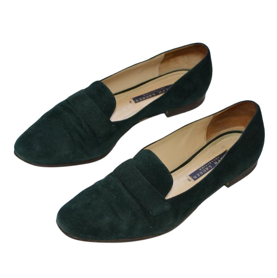 Ralph Lauren Collection green suede loafers