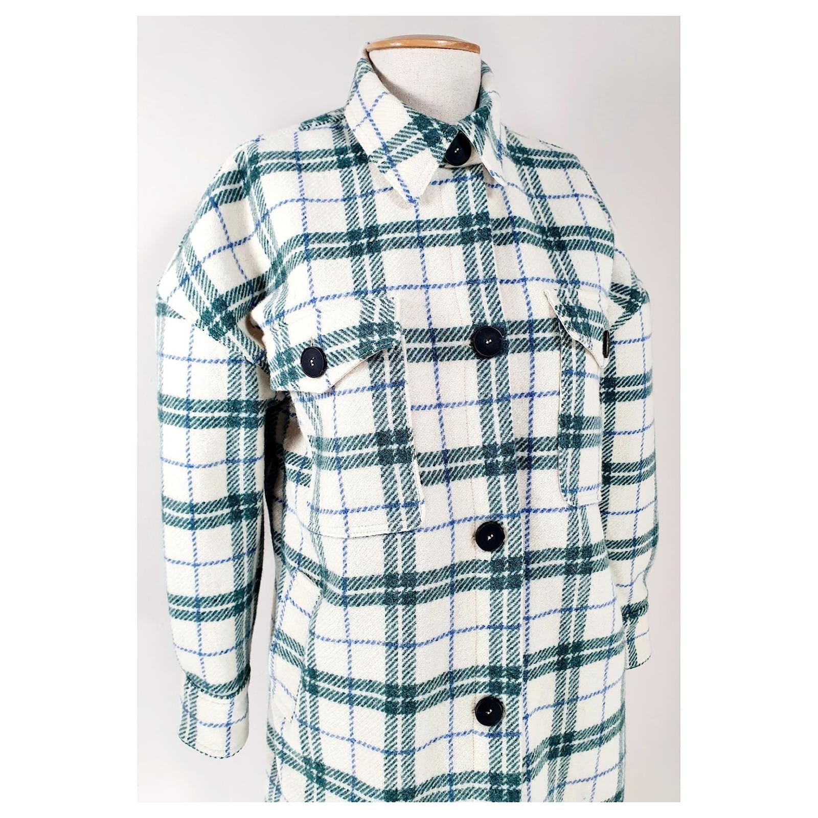 Isabel Marant Etoile Green Tartan Fontia Coat