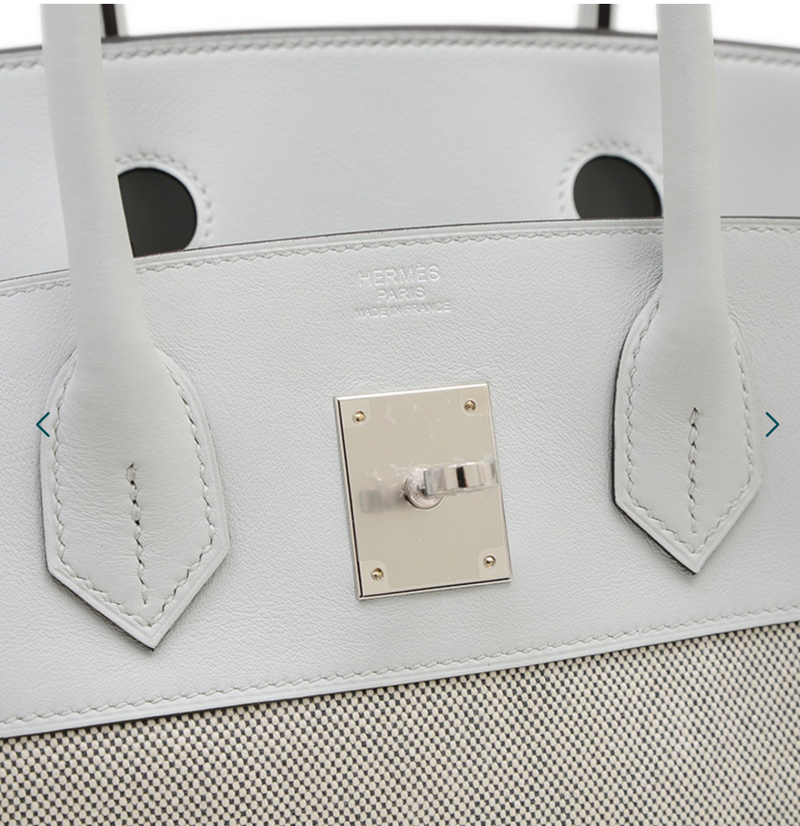 Hermès Grey Swift Leather & Toile Birkin 30cm with Silver Hardware