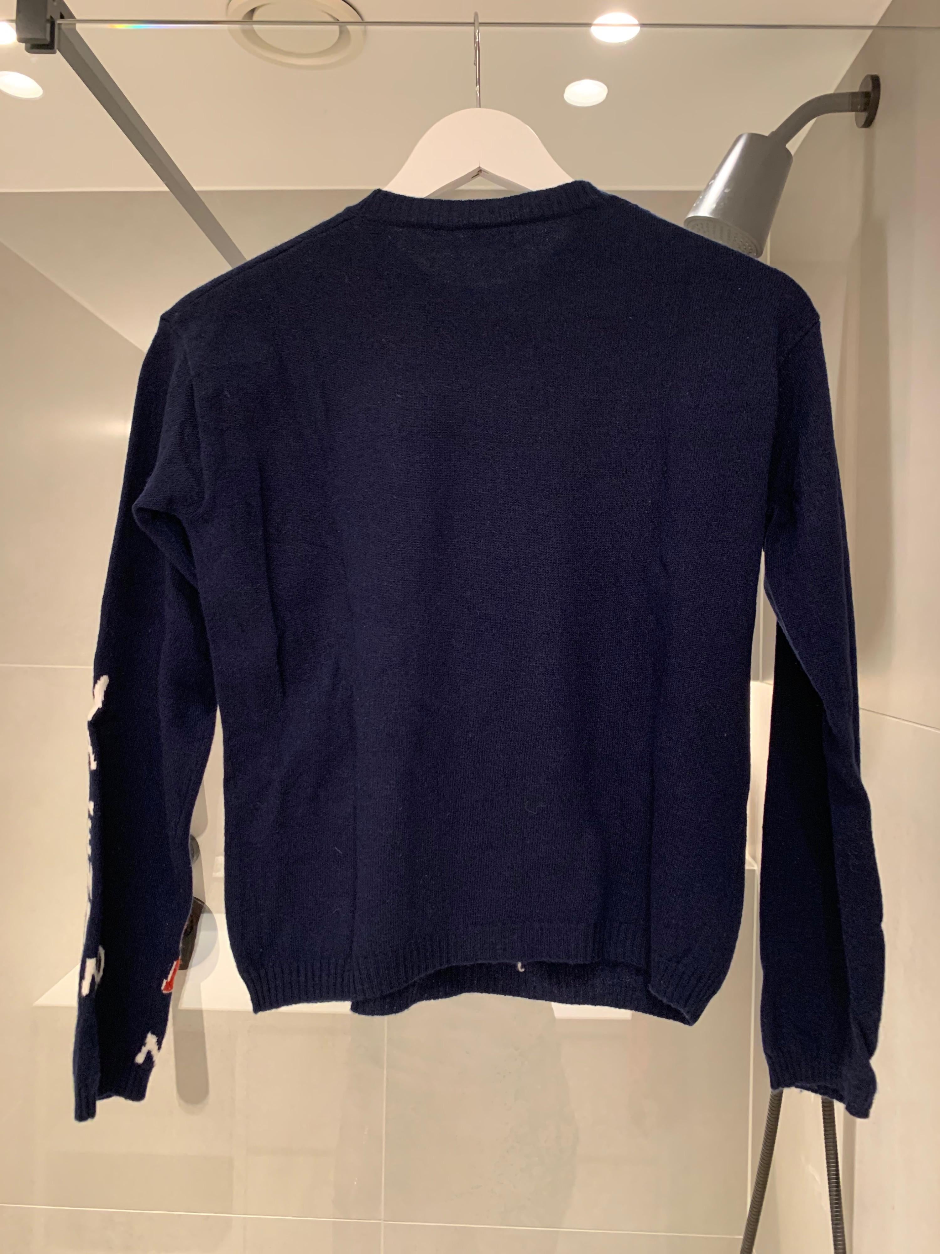 Logo Intarsia Blue Cashmere & Wool Jumper