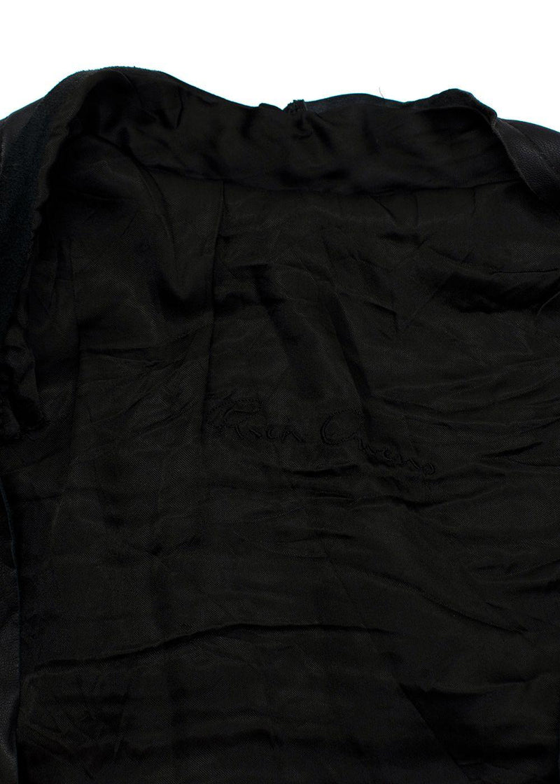 Rick Owens Black Asymmetric Leather Jacket