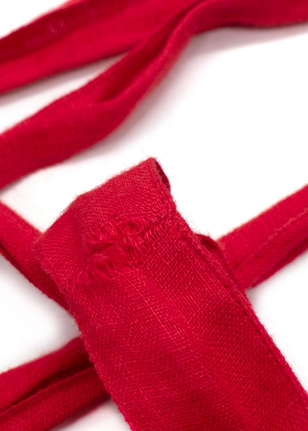 March II Red Embroidered Kaftan with Tassel Detailing