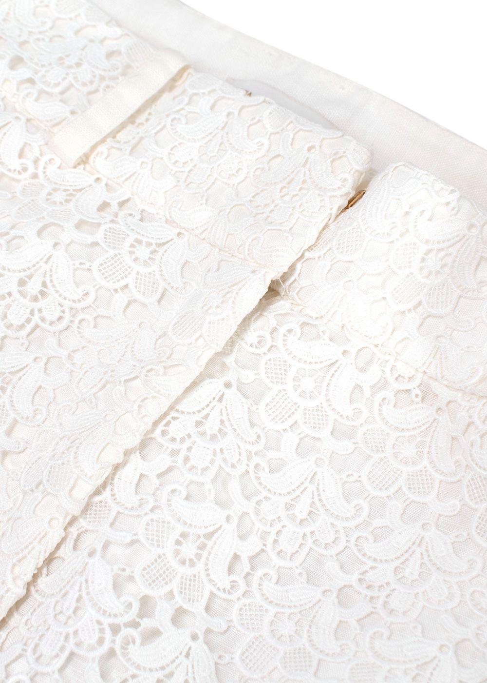Zimmermann White Floral Crochet Trousers