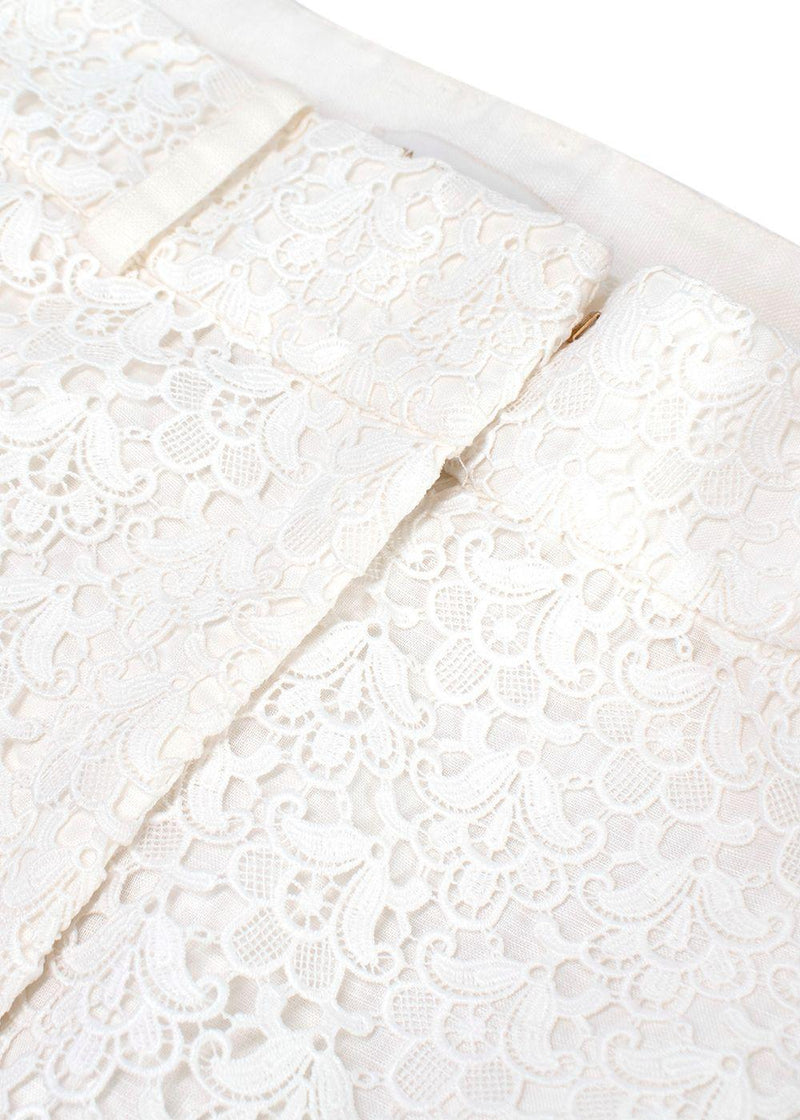 Zimmermann White Floral Crochet Trousers