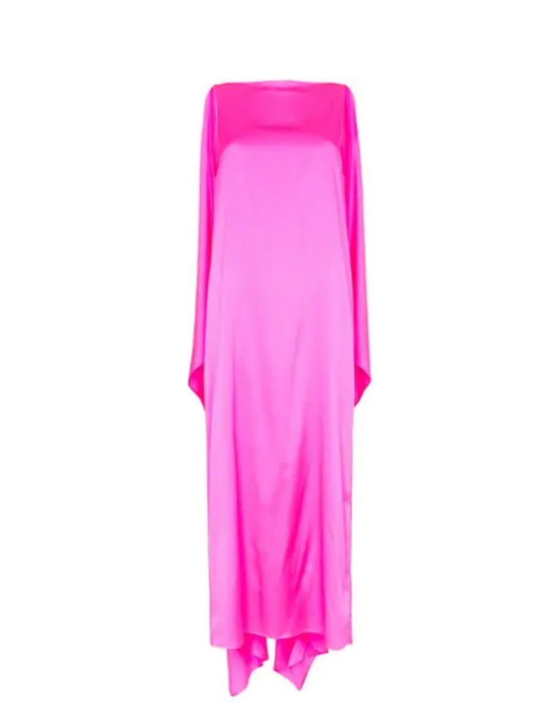Bernadette Pink Judy Sleeveless Silk-satin Dress with Cape Design