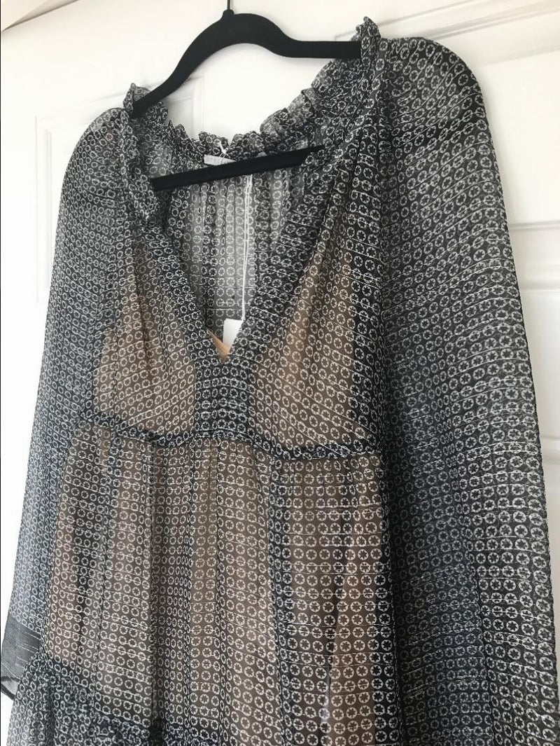 Stella Mccartney Circle Star Print Silk Tiered Dress