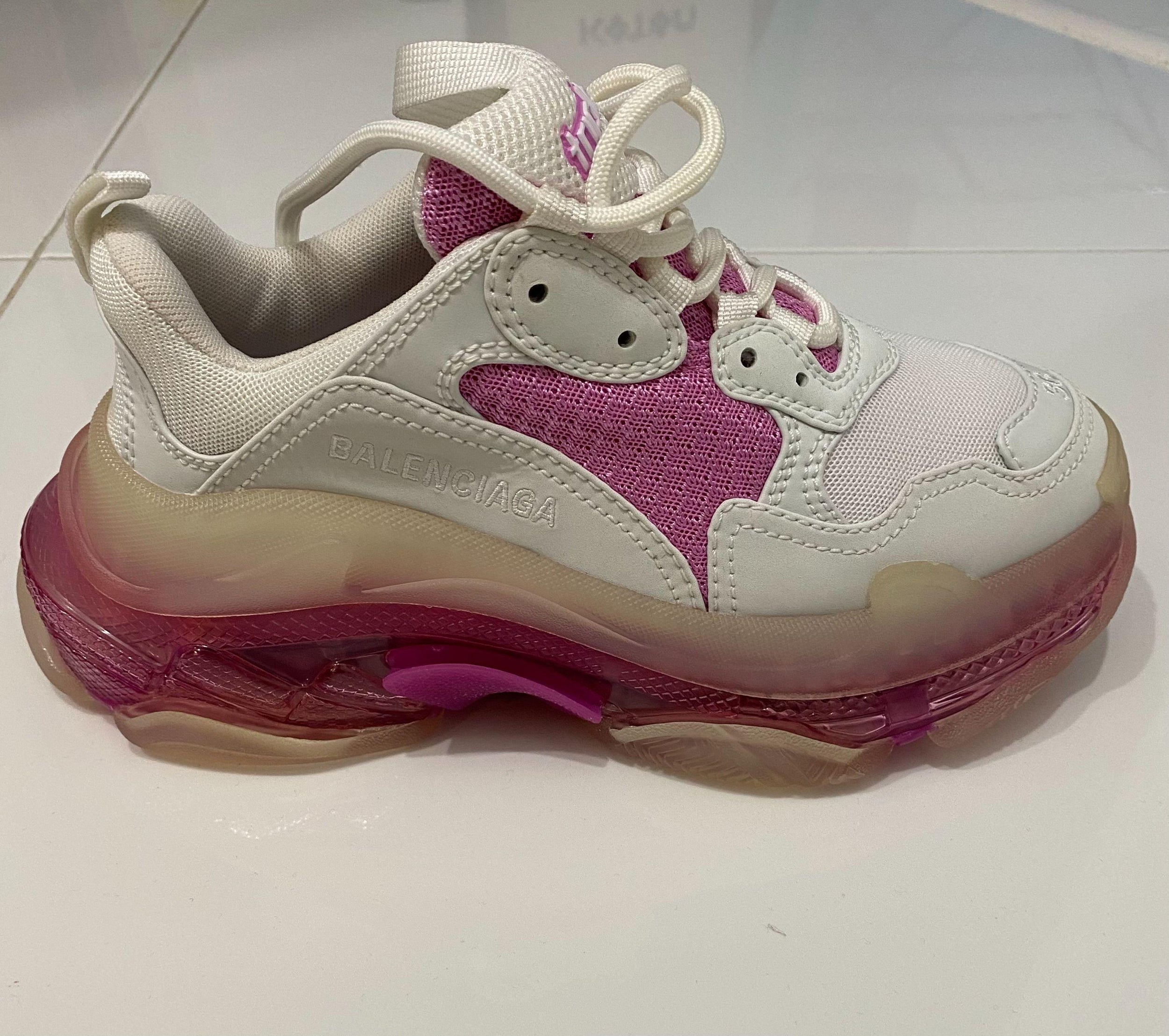 Balenciaga Pink and White Triple S Trainers