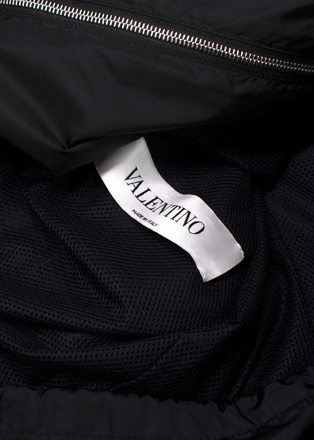 Valentino Black Hooded VLTN Rain Jacket