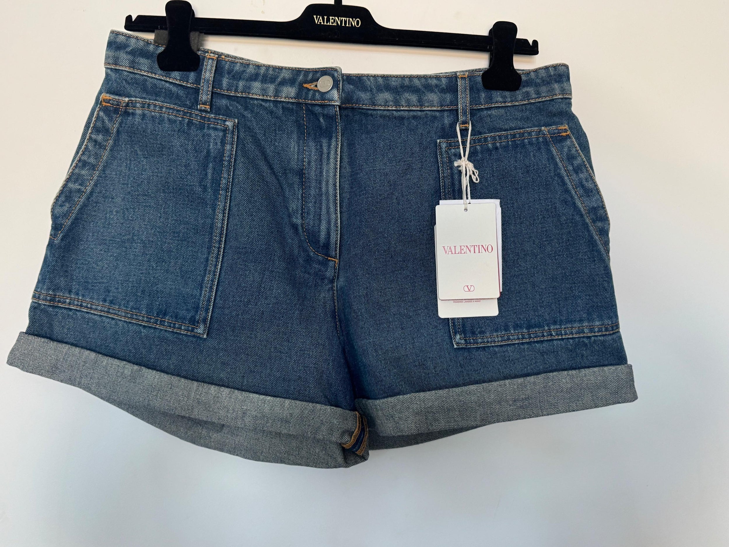 Valentino Denim Cuffed Shorts