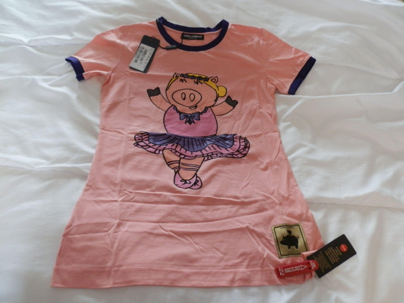 Dolce & Gabbana Pink Pig Ballerina T-shirt