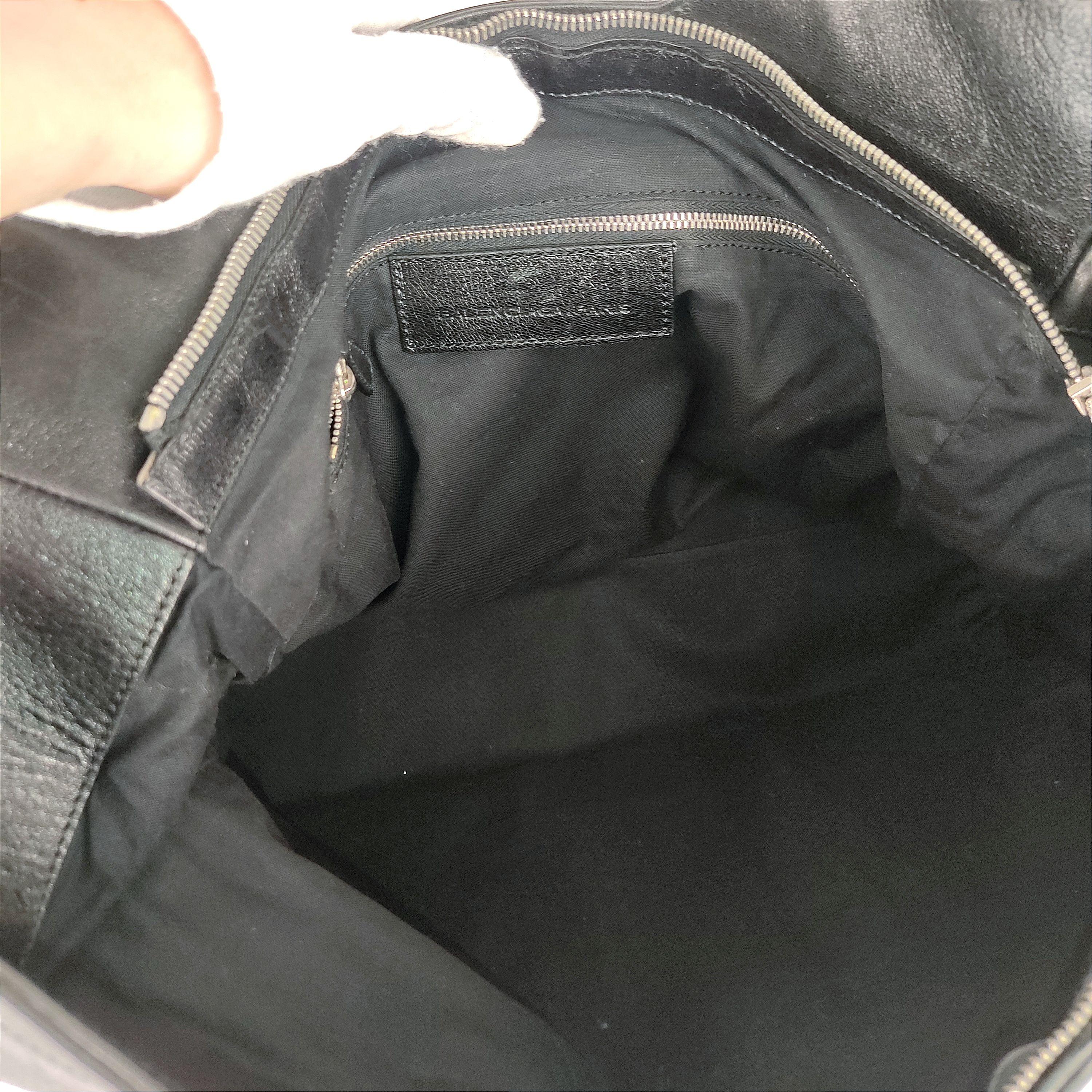 Black leather silver-tone studded tote bag