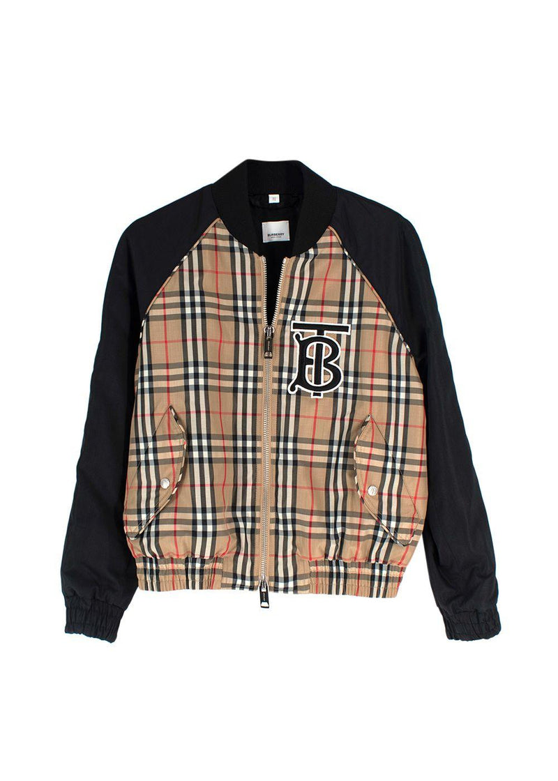 Burberry Brown  Harlington Check Bomber Jacket