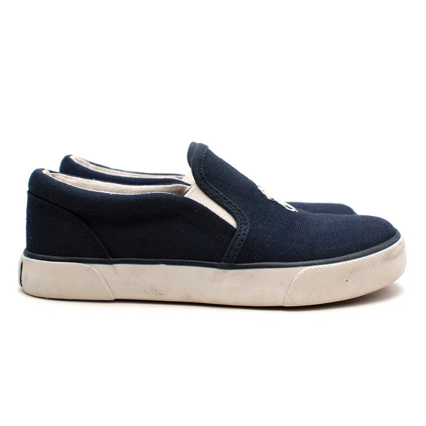 Polo Ralph Lauren Navy Canvas Pony Logo Trainers