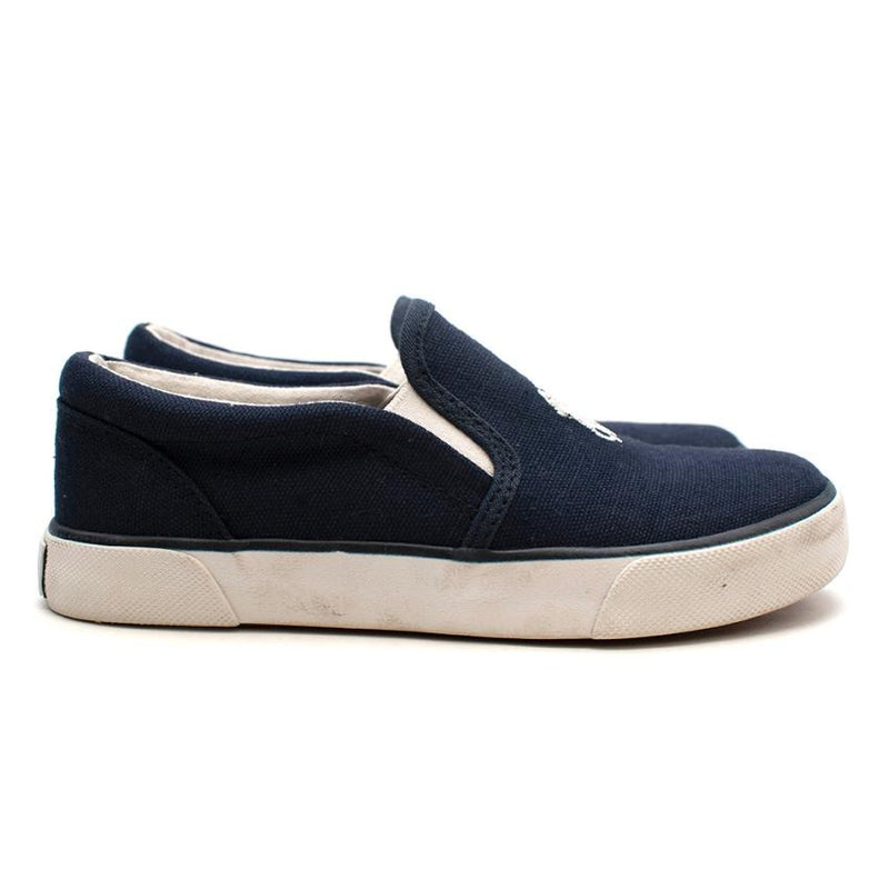 Polo Ralph Lauren Navy Canvas Pony Logo Trainers