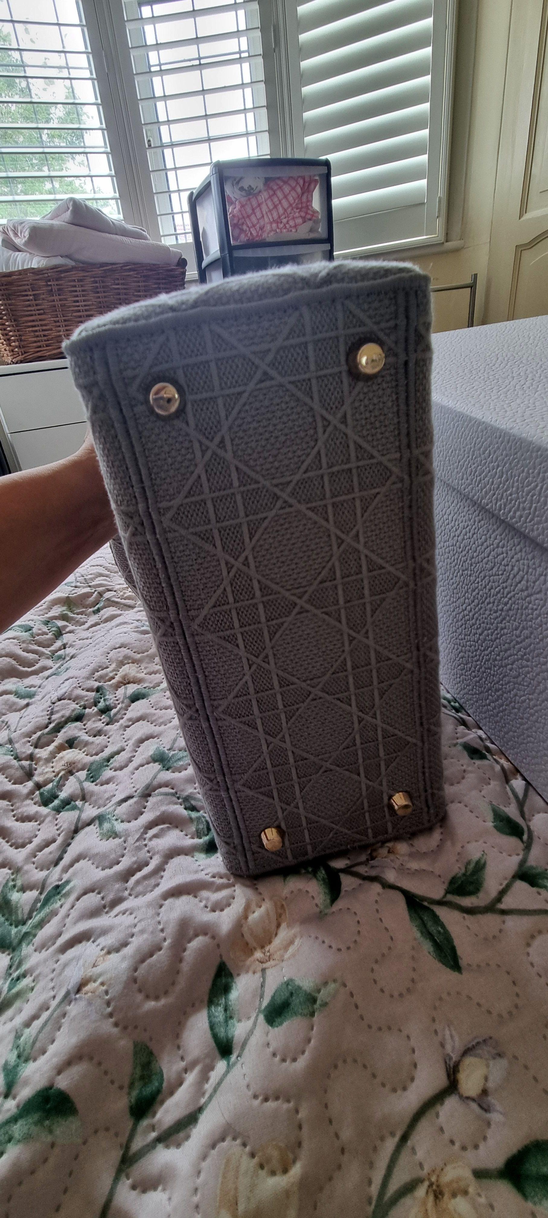 Dior Grey Embroidered Medium Lady D-Lite
