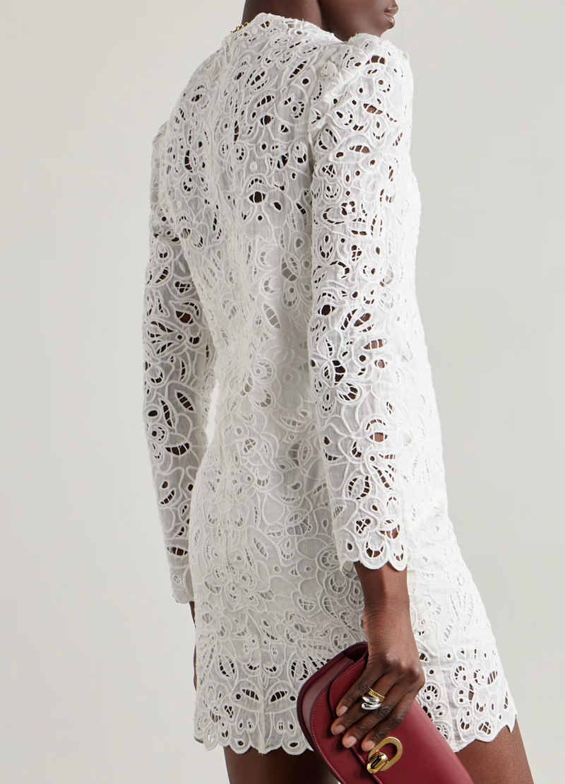 Isabel Marant Daphne Droderie Anglaise Ramie Mini Dress