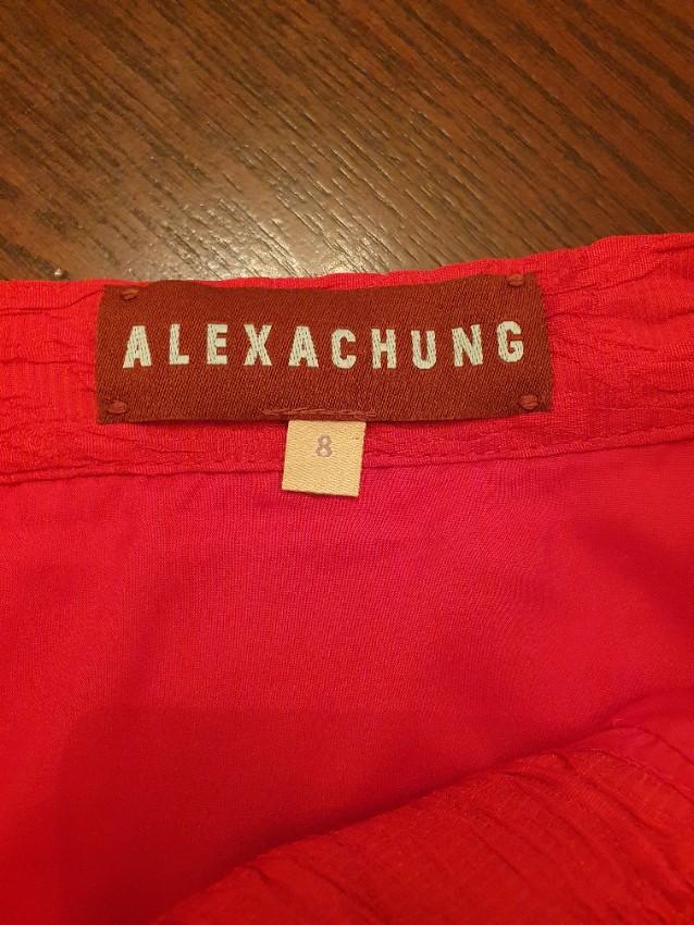 Alexa Chung Red Crepe Midi Skirt