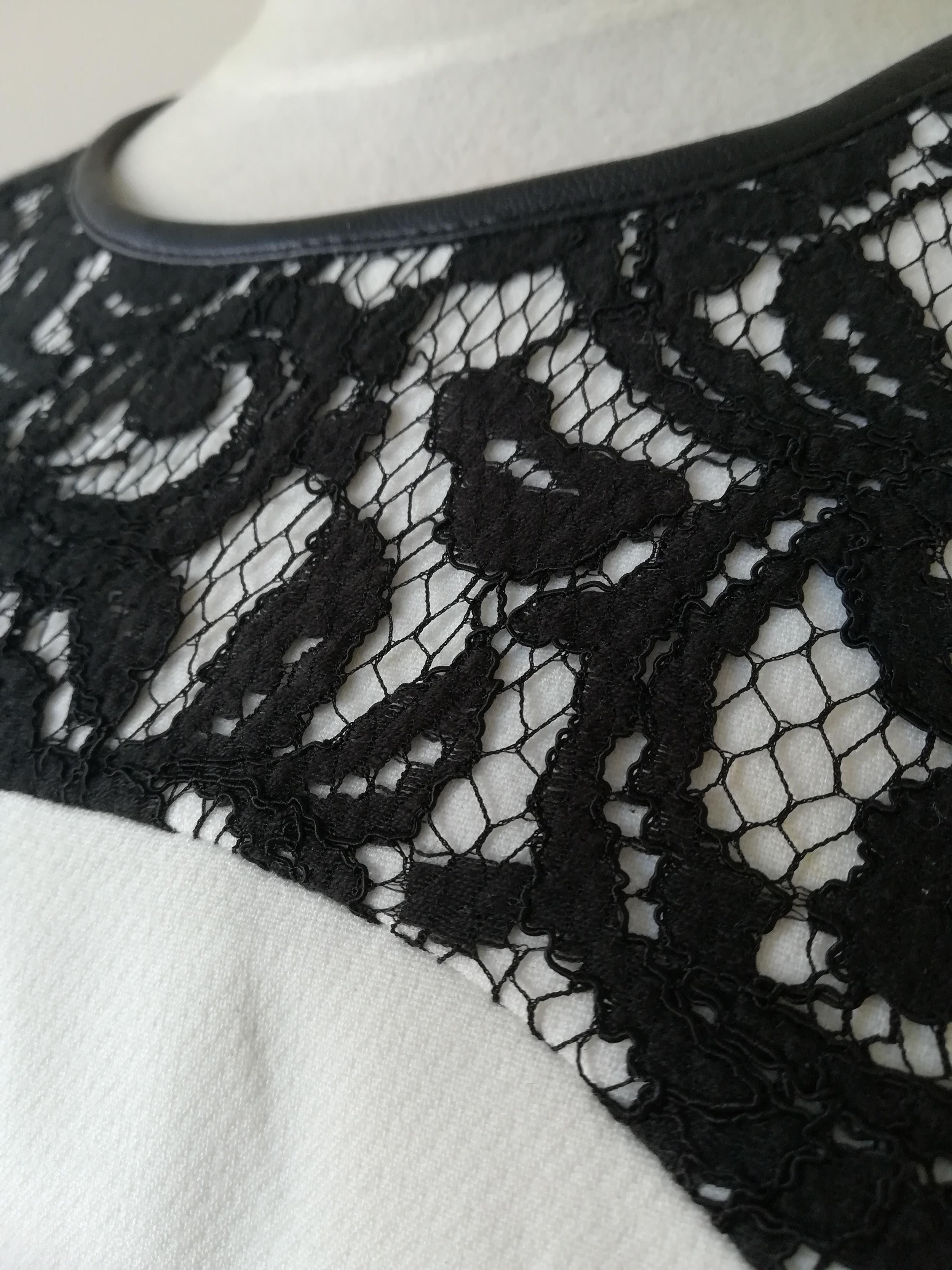 Michael Kors lamb leather trimmed lace dress